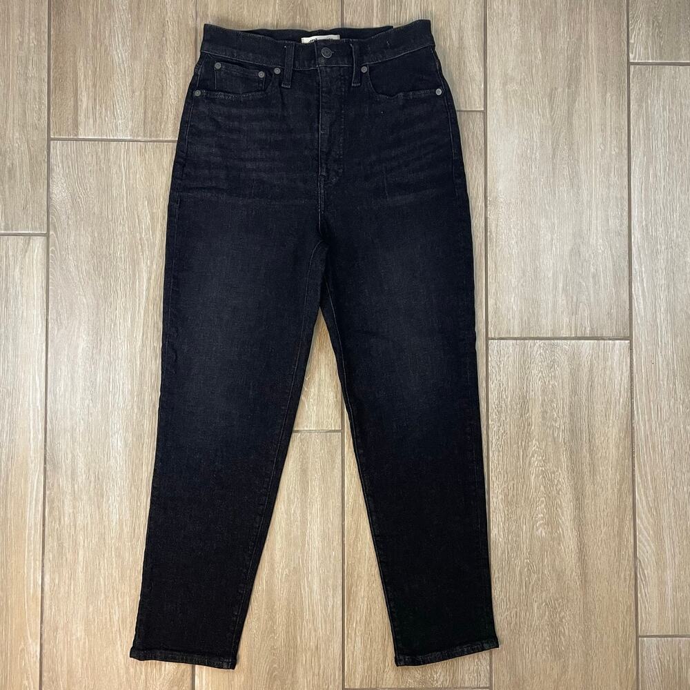 New Madewell The Momjean Womens 27 Black High Rise Straight Denim Hillshore